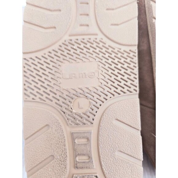 Lamo APMA Suede Leather Wool Shearling Fur Open Toe Slippers L - Picture 11 of 12